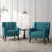 Jaqueze Upholstered Light Blue Linen Blend Tufted Wide Back Armchair with Solid Wood Leg-1917714913