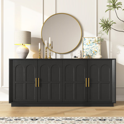 Buffet 66,5 "en bois avec 4 portes arquées, armoire de rangement moderne