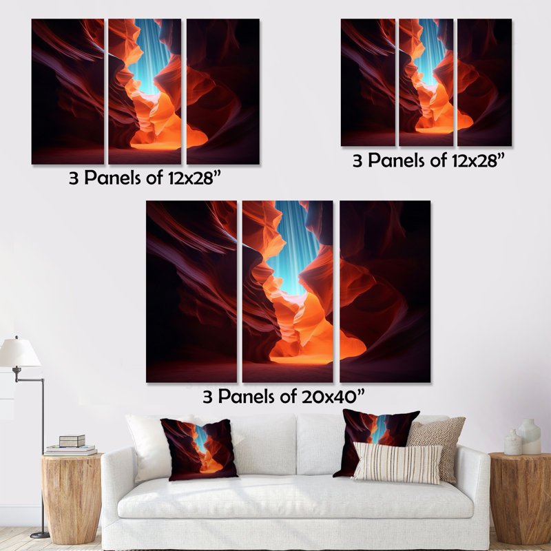Upper Antelope Canyon IV sur toile, reproduction de 3 pièces, H 28 po x l 36 po x P 1 po