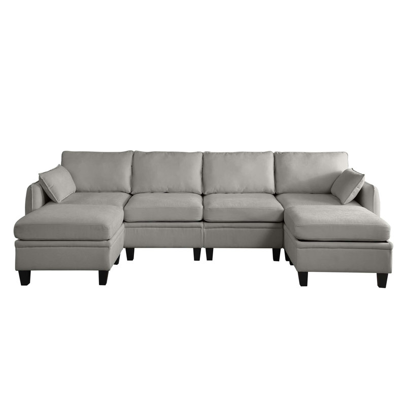 109 Inch Chenille Modular Sectional Sofa, L-Shaped Cloud Couch with Storage Ottoman, DIY Combination for Living Room