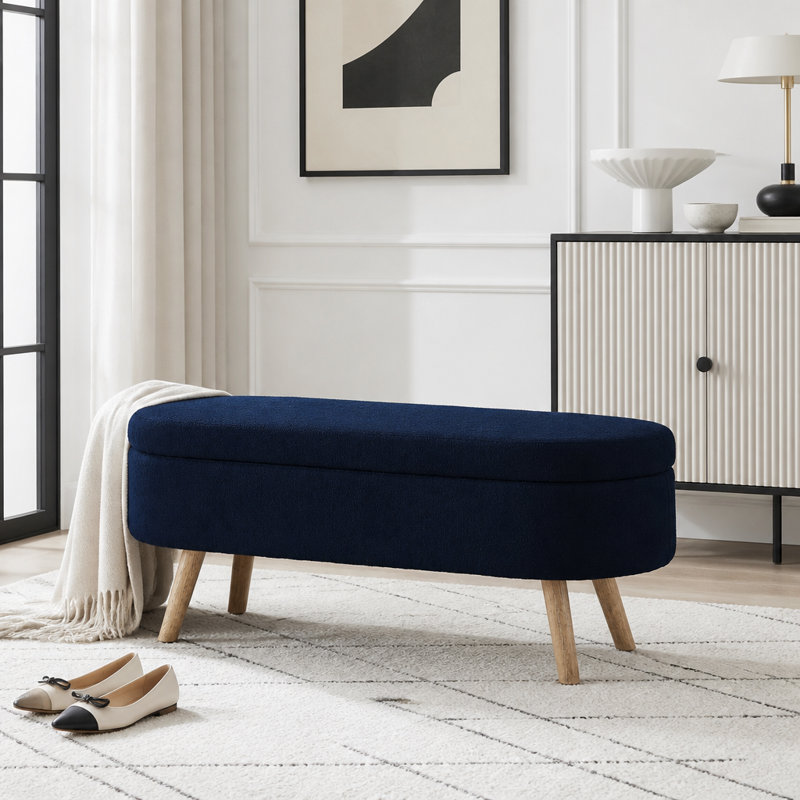 Banc de rangement avec repose-pieds ovale, Navy Blue