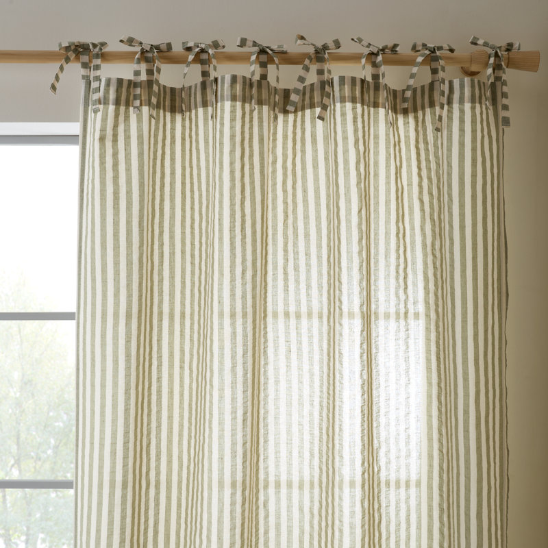 Cotton Blend Semi Sheer Single Curtain Panel, Green, 140x183cm