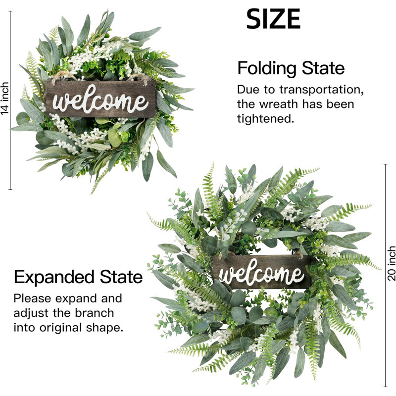 20" Green Artificial Eucalyptus Wreath
