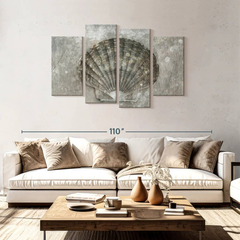 Aletra BW Scallop Seashell, 48" H x 75" W