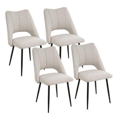 Ensemble de 4 chaises, moderne et simple, avec rembourrage à haute résilience, pieds en métal, pieds réglables, convient aux cuisines et aux salles à manger (beige)