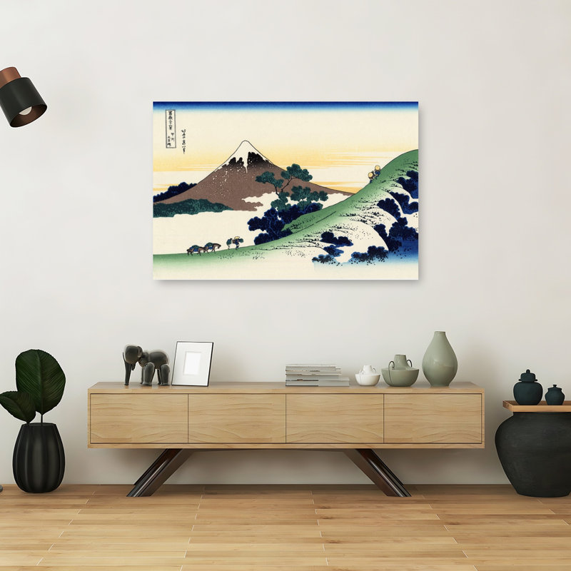 Inume Pass In The Kai Province, C.1830 Abstract Contemporary Horse Landscape Mountain Wall Art Print 1 Piece Wrapped Canvas Wall Art