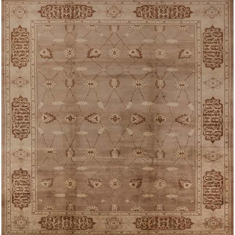 Tapis oriental brun Hovnan, Carré 8 pi