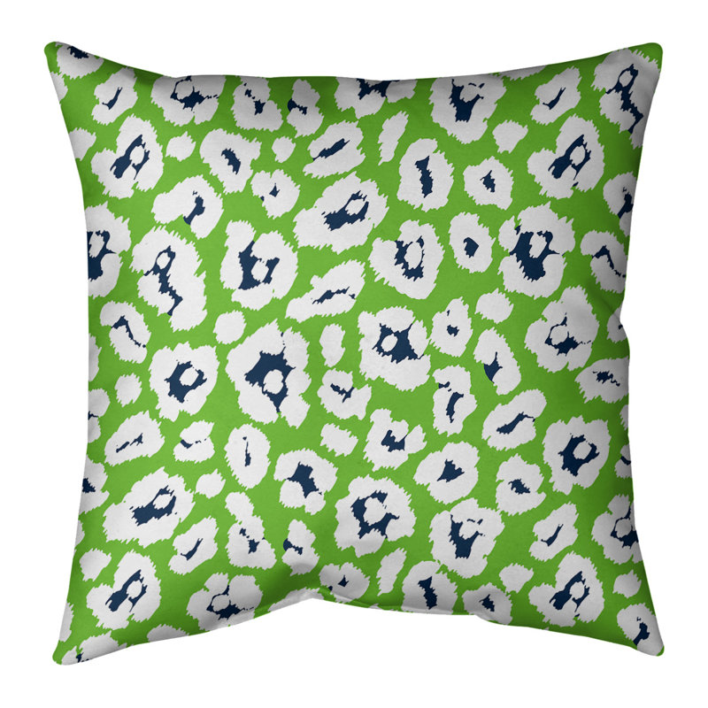 Housse de coussin carré, Vert / blanc / noir, 20 po X 20 po, Polyester sergé