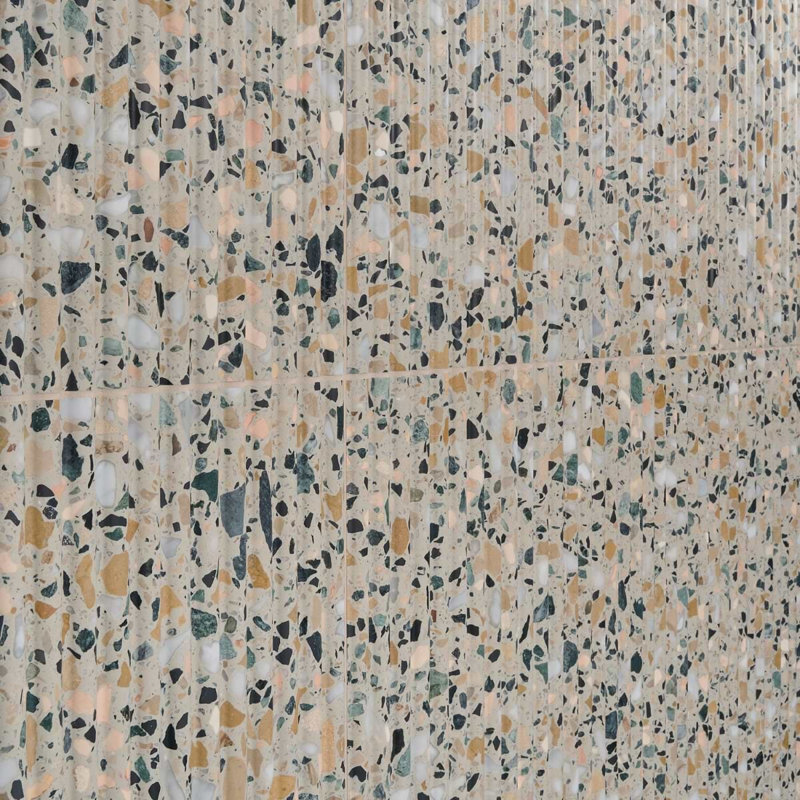 Terrazzo Italy Fluted Honed Terrazzo Tile, Cava Terra Beige