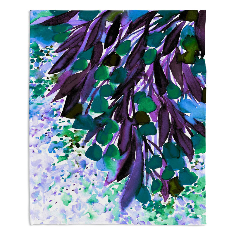 Couverture en sherpa doux mauve bleu botanique regency iv, l 68 po x L 80 po