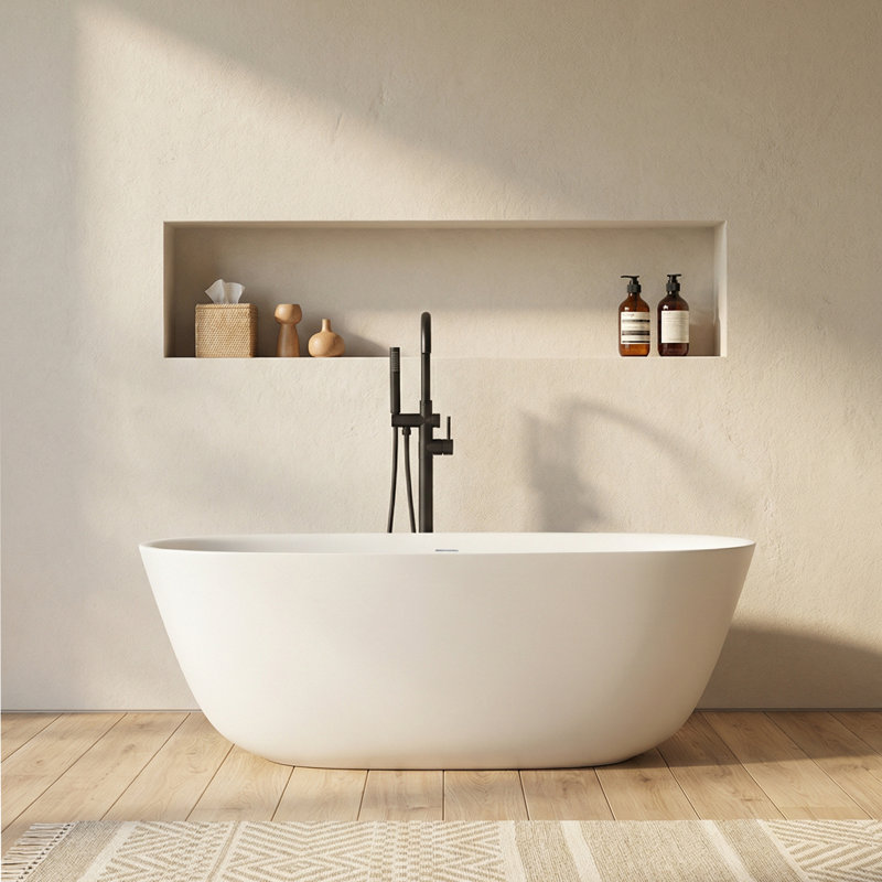 63'' x 31'' Freestanding Soaking Solid Surface Bathtub