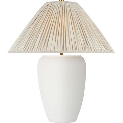 Anwen 23" Cordless Table Lamp with Natural Linen Pleated Shade