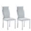 Ensemble de 2 chaises de salle à manger modernes, chaises de salle à manger en similicuir gris pâle avec structure chromée, chaises d'appoint rembourrées à dossier haut avec pieds réglables
