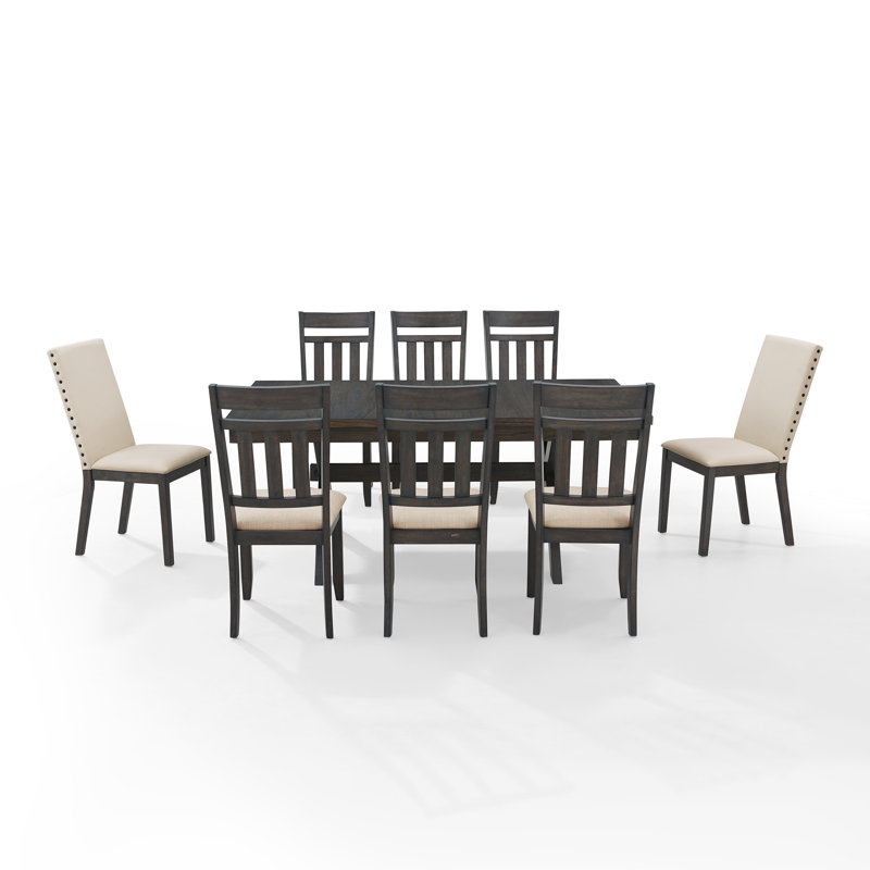 Dunblane Dining Set with Leaf Extension, 9 Pieces: 1 Table, 8 Chairs
