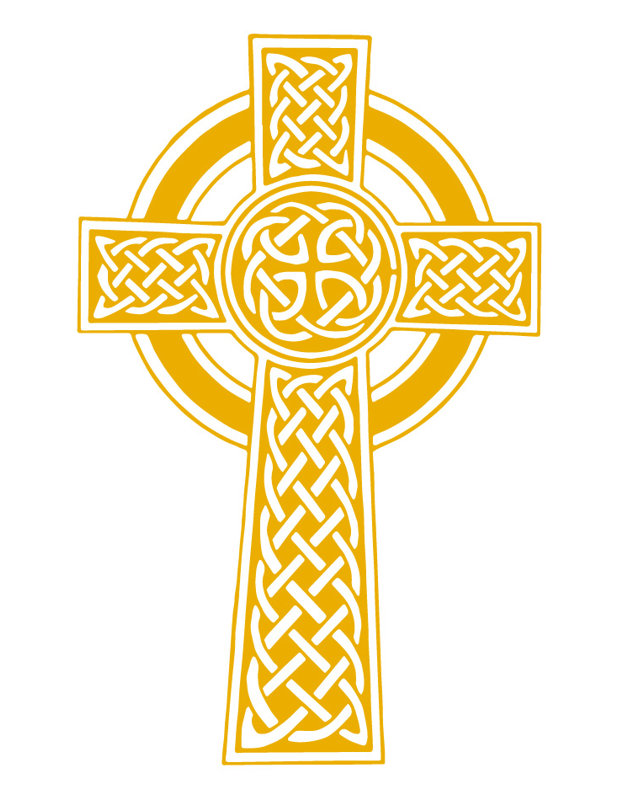Décalcomanie murale croisée nœud celtique, H 25 po x l 16 po x P 0,01 po, Jaune signalisation