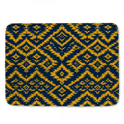 Tapis de bain jaune à motif géométrique