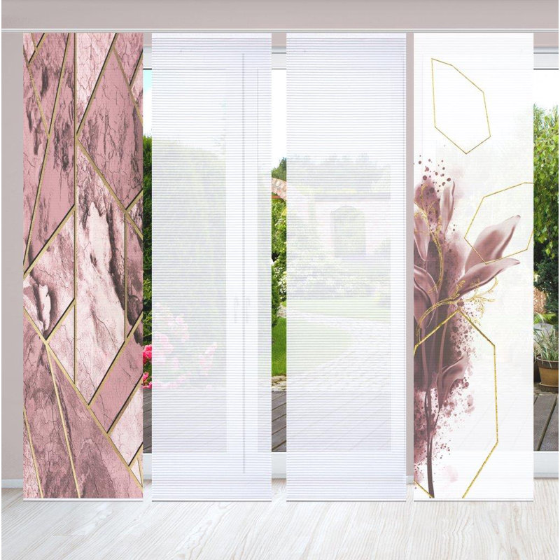 Semi Sheer Sliding Panel, Antique pink and pink