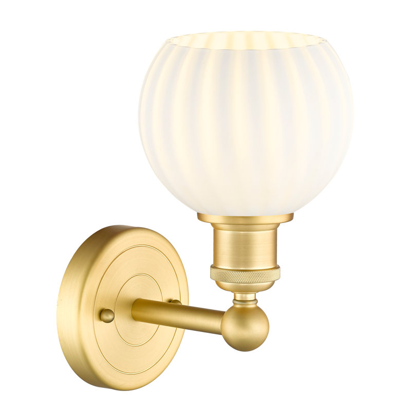 Applique murale 1 lumière Edison Venetian, H 10,25 po x l 6 po x P 7,5 po, Or satiné