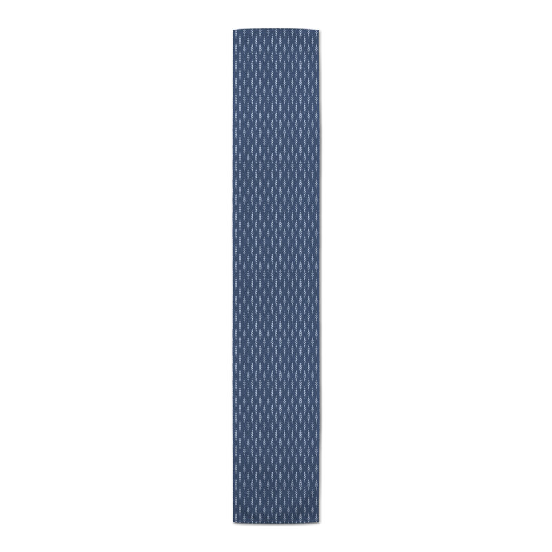 Indigo Leaf Gray Table Runner, Navy, 72" x 16", 1