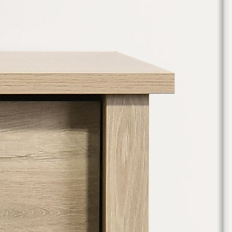 Celeste 32"W Light Oak Finish 4-Drawer Chest With Black Handles, Light Oak