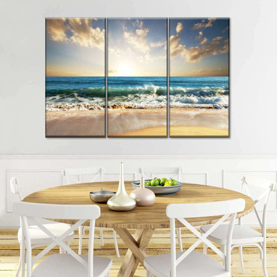 Coucher de soleil sur l'océan - impression sur toile tendue 3 pièces