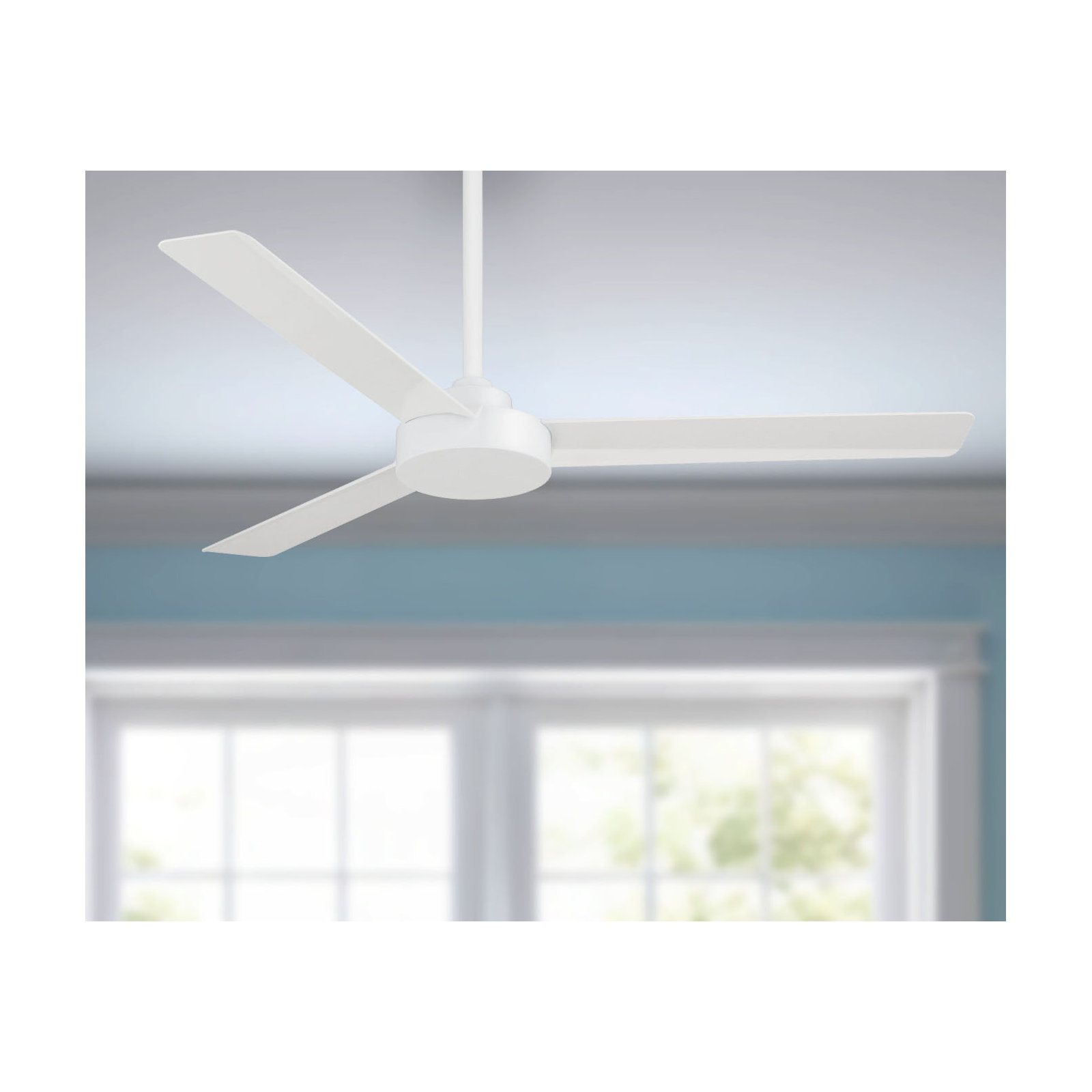 52" Roto 3 - Blade Propeller Ceiling Fan with Wall Control, Flat White