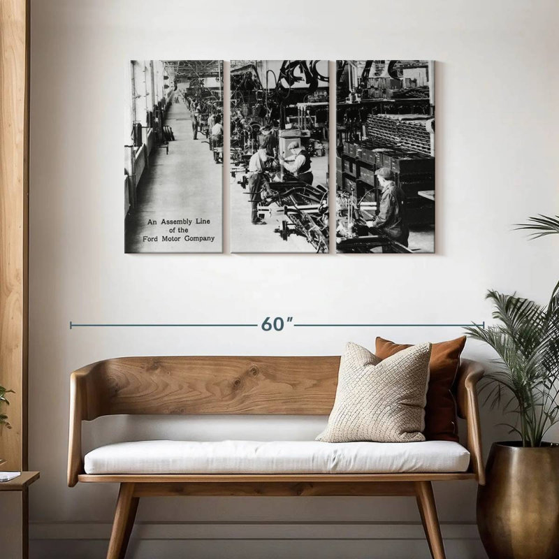 Lilie An Assembly Line At The Ford Motor Company, 28" H x 45" W