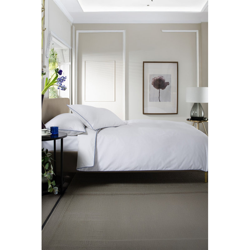 Ridgeway 240 Thread Count 100% Cotton White Sateen Cotton Solid Colour Duvet Cover Set with Pillowcases Included