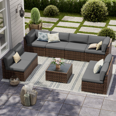Avamay Rattan Sectional Seating Group with Cushions