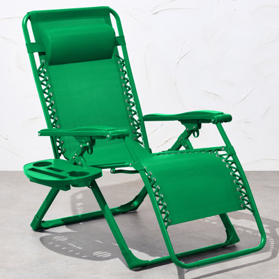 Fauteuil monochromatique à gravité zéro, fauteuil inclinable pliant pour patio avec plateau latéral et appui-tête