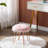13.5" Wide Round Faux Fur Ottoman with Rose Gold Hairpin Legs for Vanity or Bedroom-402487477