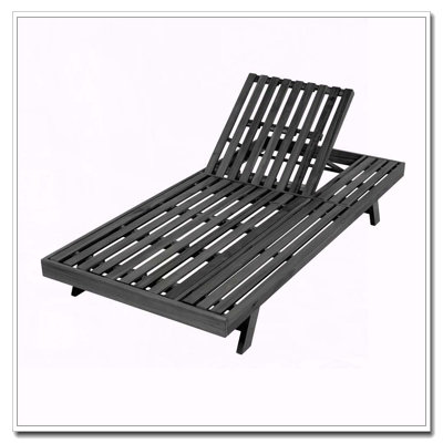 Foldable Acacia Wood Lounge Chair with 4-Position Adjustable Backrest and Slatted Design