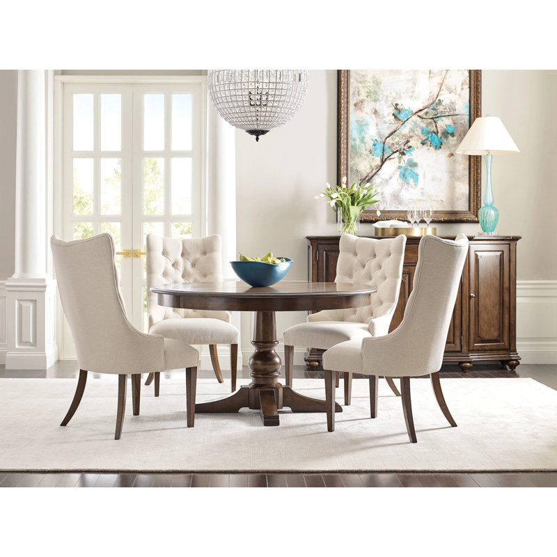 Skylinn Extendable Round Solid Wood Dining Table