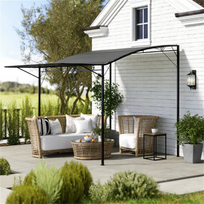 Pergola extérieure réglable, tonnelle de patio avec parasol, toile en polyester résistante à l'eau et aux UV, structure en acier thermolaqué noir pour terrasse de jardin