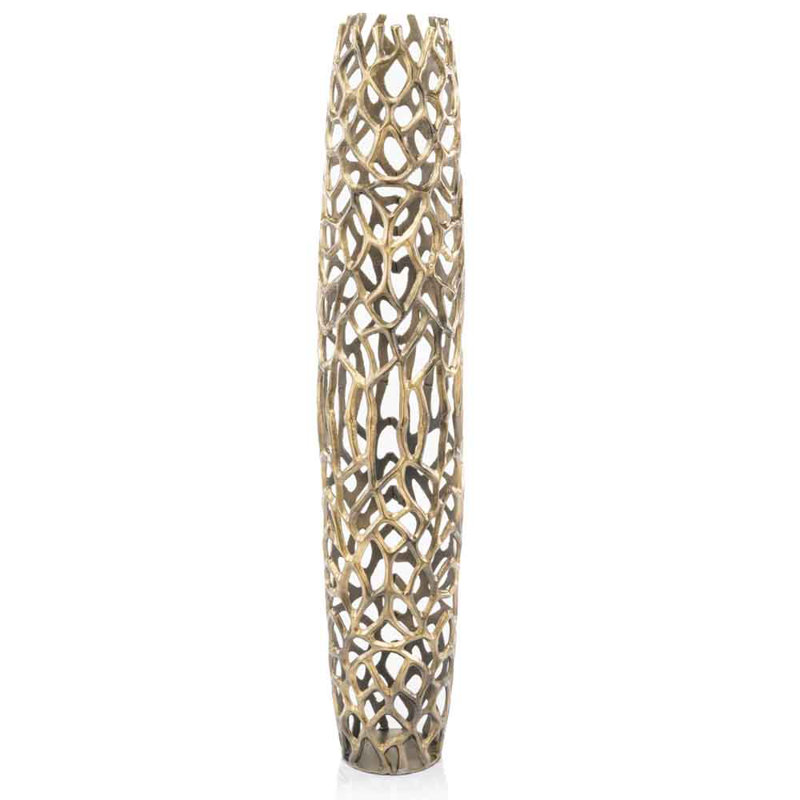 Babylon Rama Twigs Gold Barrel Floor Vase, 47" H x 6.5" W x 9" D, Gold