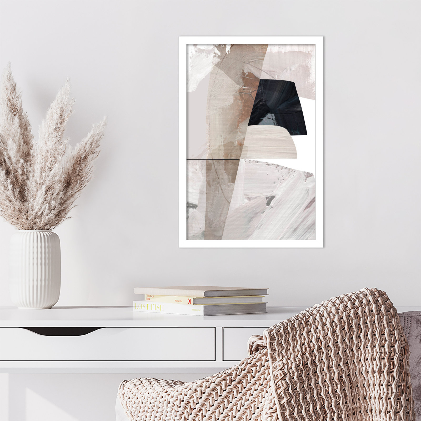 Caves by Dan Hobday Wood Framed Wall Art Print, White, 21" H x 15" W