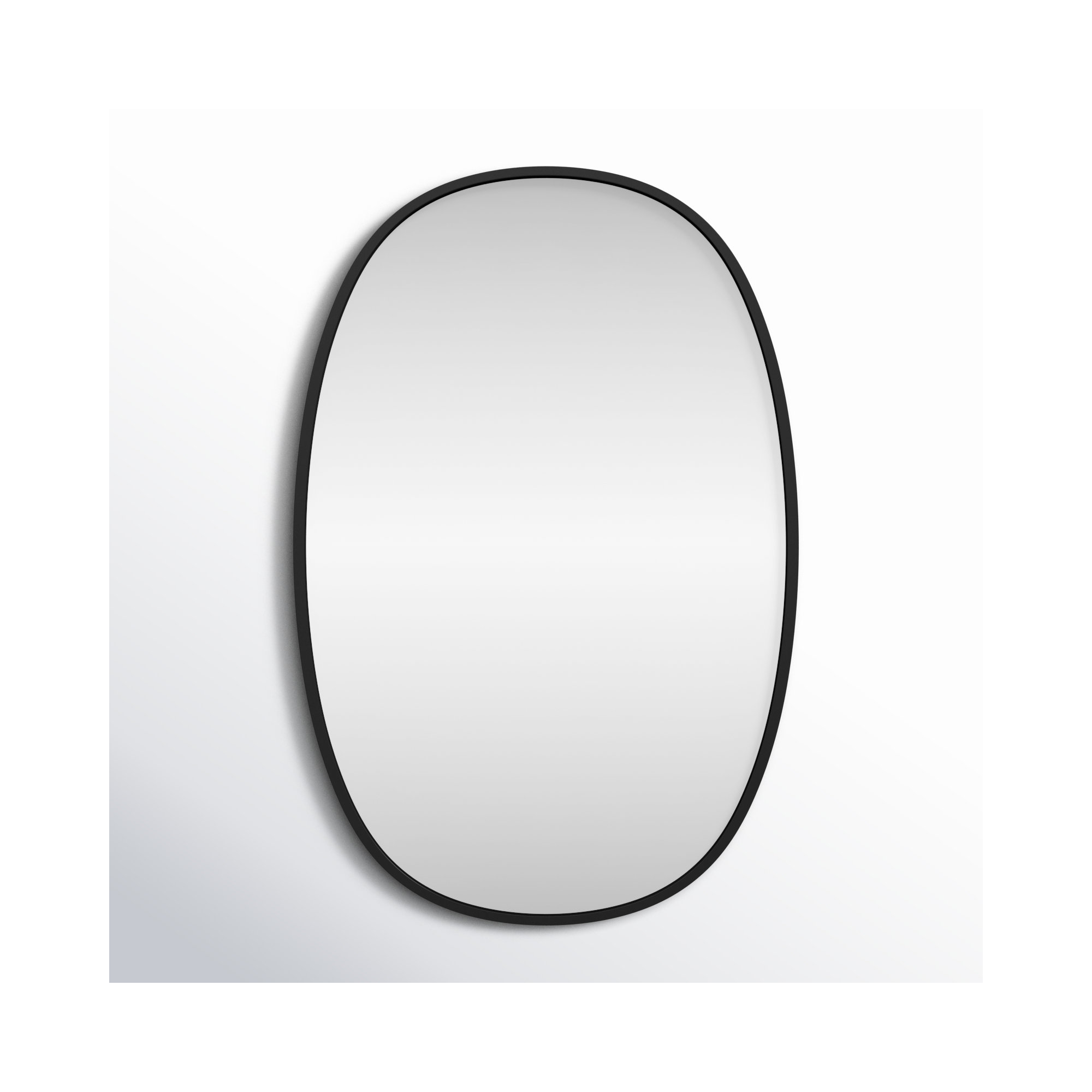 Sabine Metal Curved Oval Wall Mirror, Black, 30" x 20"