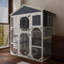 Waterproof Grey Wooden For Pets With 2 Resting Houses, 3 Platforms, Long-lasting Luxury Cat House Use