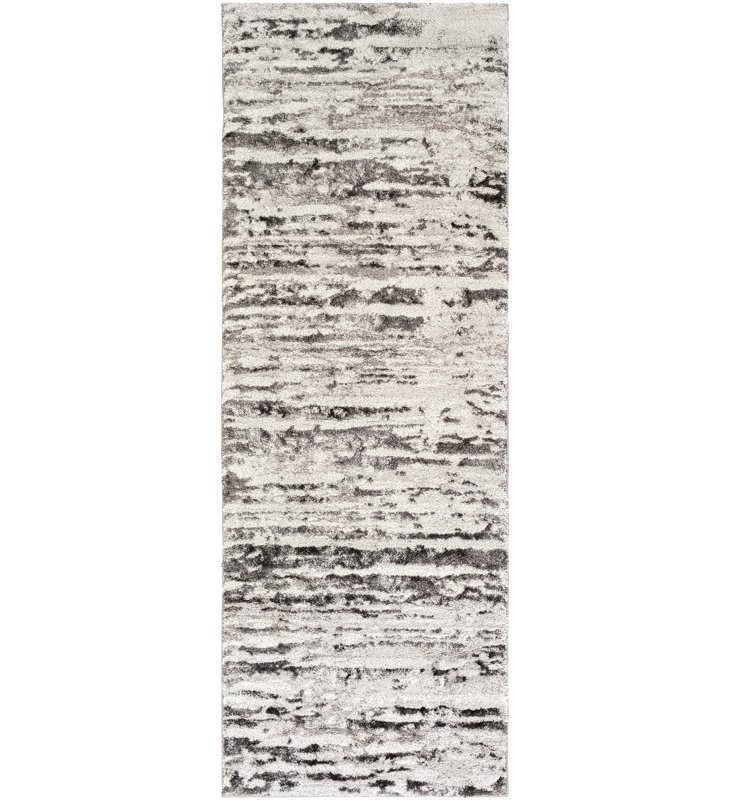 Tapis gris / ivoire Kolaire, Tapis de couloir 2 pi 7 po x 7 pi 3 po