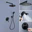 Système de douche Shamanda, ensembles de robinets de douche avec pomme de douche à pluie haute pression de 10 po et pomme de douche à main à 5 réglages (valve ronde et garniture incluses), noir mat-62119289