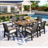 6 Person HDPE Outdoor Dining Sets With Wicker Chairs And Thick Cushions