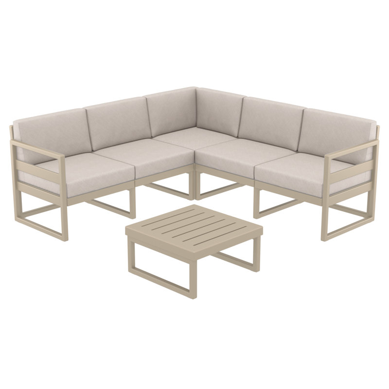 Lane 5 - Person Modular Patio Conversation Set with Cushions, Canvas Flax Sunbrella® Canvas, Taupe