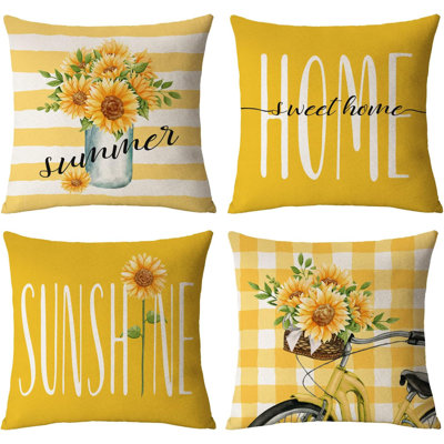 Sunflower Pillow Covers 16X16 Set Of 4 Summer Throw Pillow Covers Yellow Flower Pillow Covers Cushion Covers Square Cotton Linen Pillow Cases For Couc Sunflower Pillow Covers 16X16 Set Of 4 Summer Throw Pillow Covers Yellow Flower Pillow Covers Cushion Covers Square Cotton Linen Pillow Cases For Couc