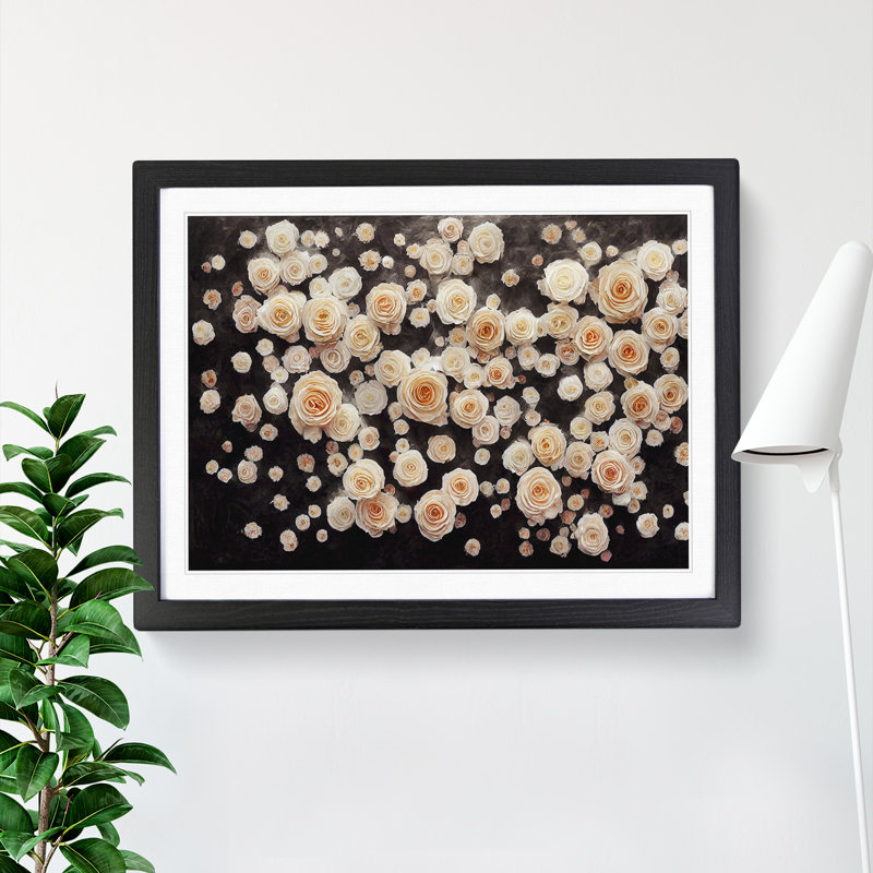 Beautiful Rose Flowers - Single Picture Frame Print, Black Frame, 46cm H x 64cm W x 2cm D