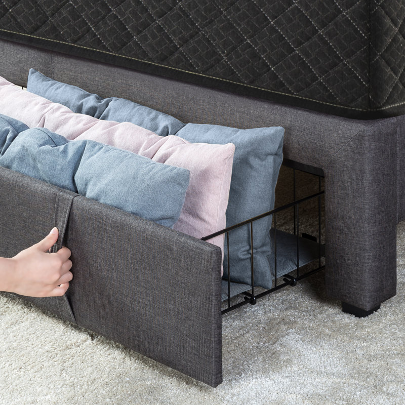 Base de lit tapissier 43 "avec tiroir de rangement, Très grand