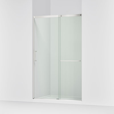 Grande porte de douche coulissante Elate, H 75-1 / 2 po x l 50-1 / 4 - 53-5 / 8 po, avec verre épais transparent de 5/16 po