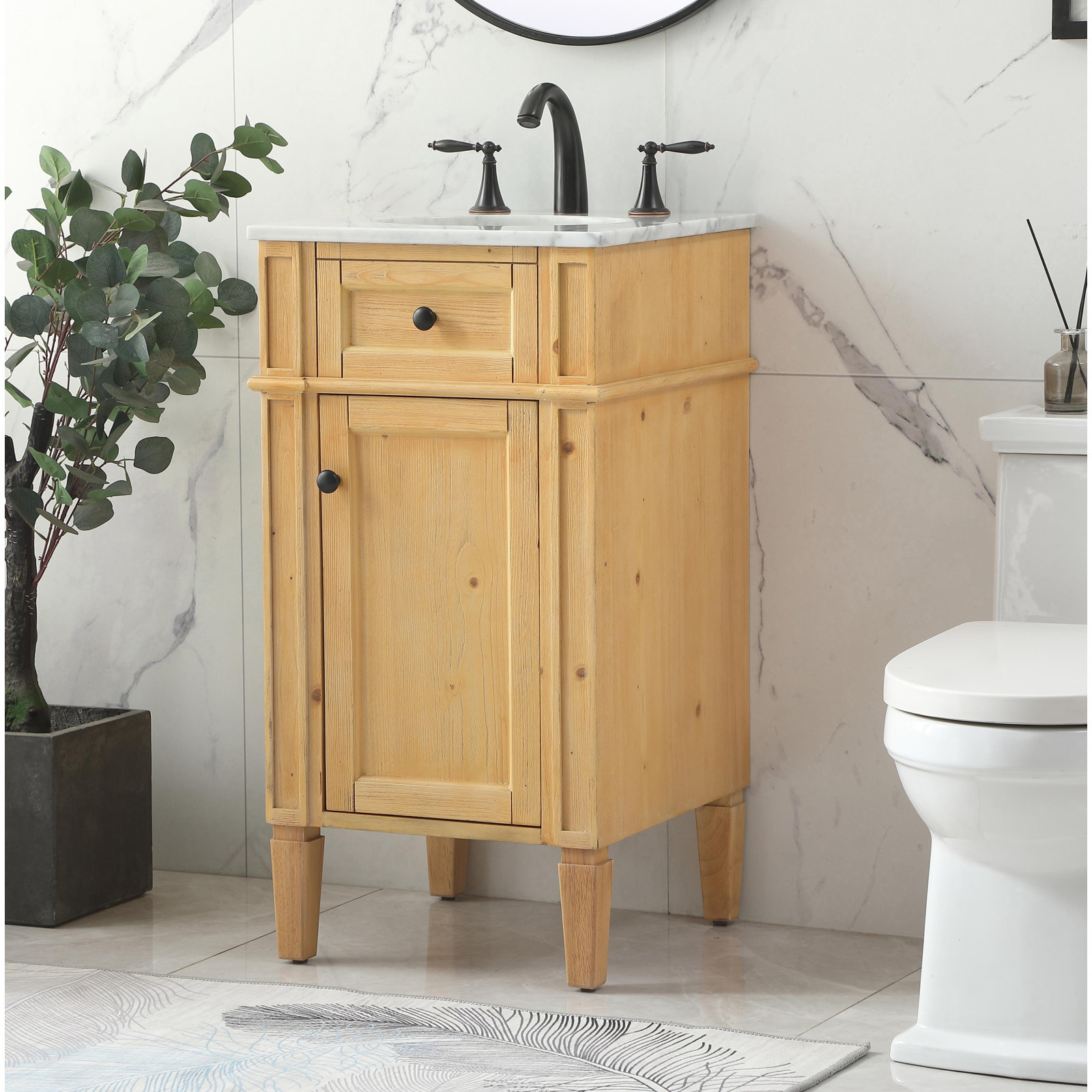Rivers 18'' Single Bathroom Vanity, Natural Wood