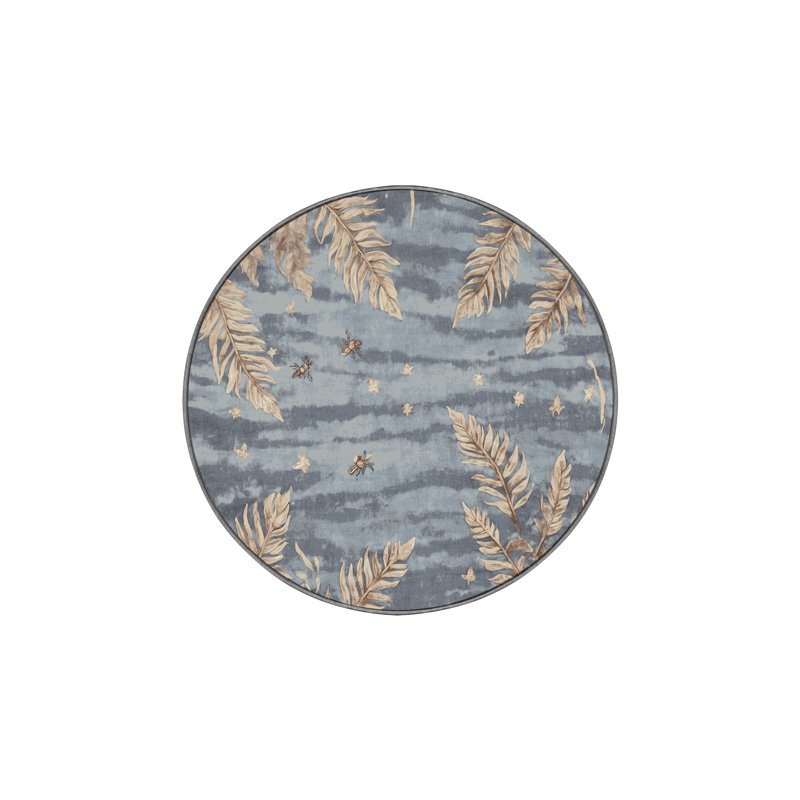 Tapis gris lavable à la machine, Rond 5 pi