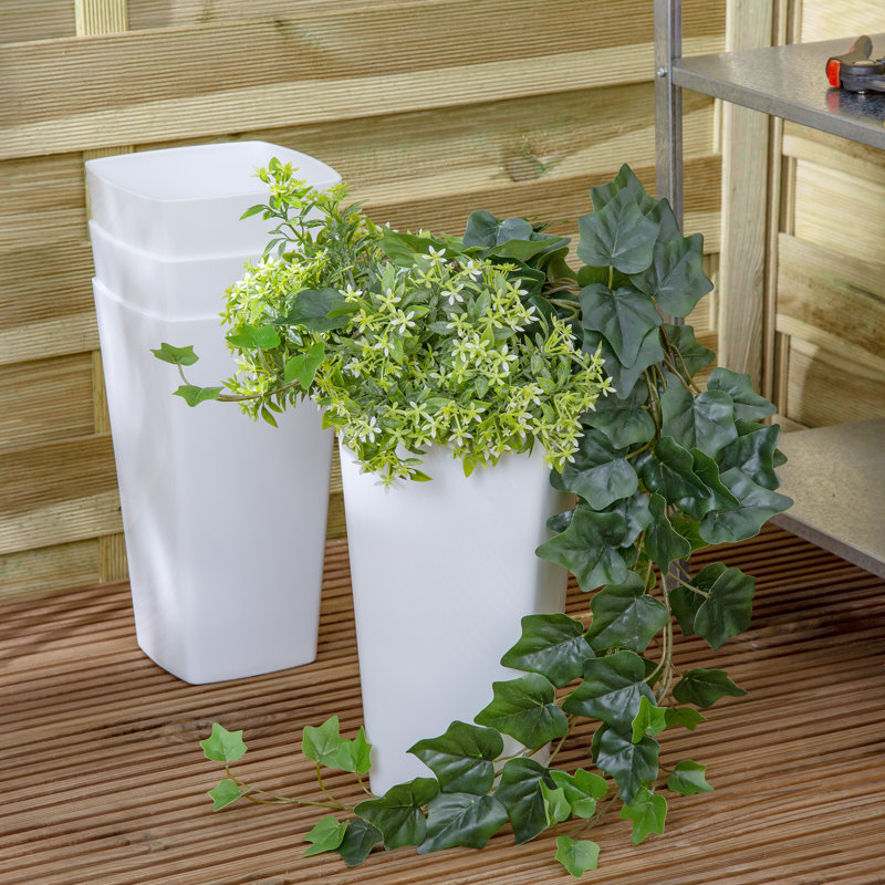 Wham Studio Square Planter Cover, White, 29cm H x 16cm W x 16cm D