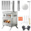 Portable Stainless Steel Wood-Burning Tent Stove with Removable Oven, Thermometer & Adjustable Chimney Set